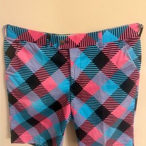 Loudmouth Vibrant Pink and Blue Plaid Men's Shorts